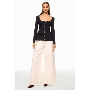 WeWoreWhat Womens Hourglass Blazer Jacket Black Square Neck Silver Button Size 8